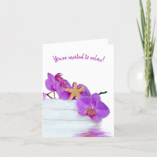 Spa Party with Orchids on Towels Invitation