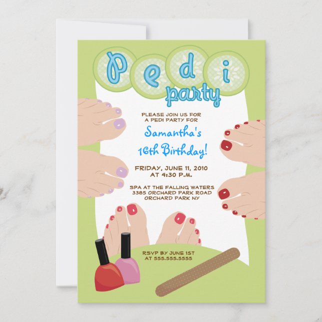 SPA PEDICURE Pedi Party Invitation 5x7 (Front)