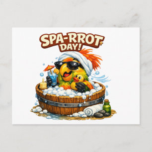 Spa-rrrot Day Funny Parrot Spa Relax Design Postcard