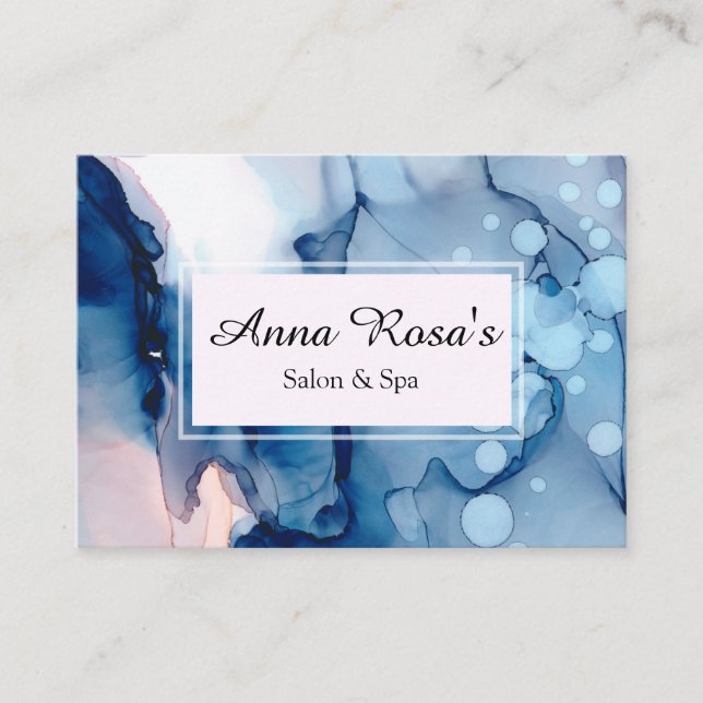 *~* Spa & Salon Abstract Blue Artistic Chic Business Card (Front)