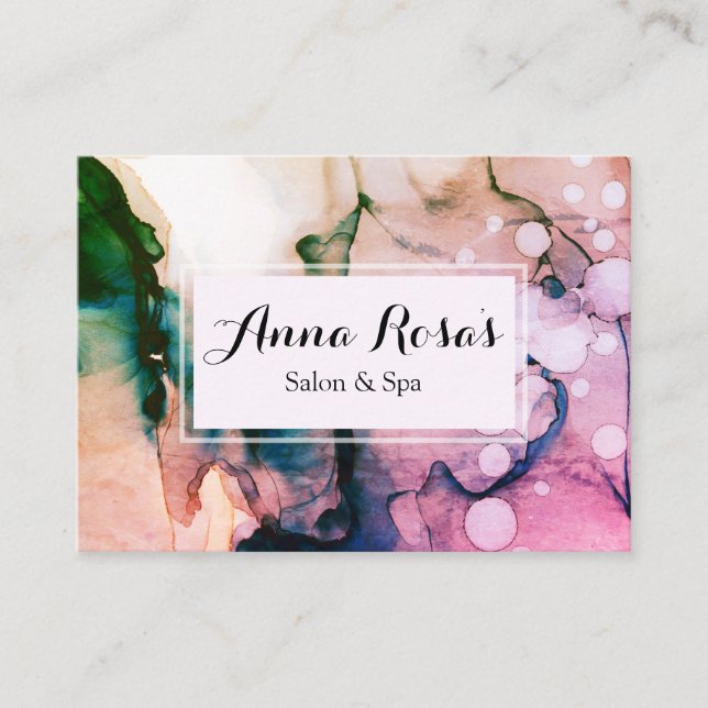 *~* Spa & Salon Abstract Fuschia Artistic Chic Business Card (Front)