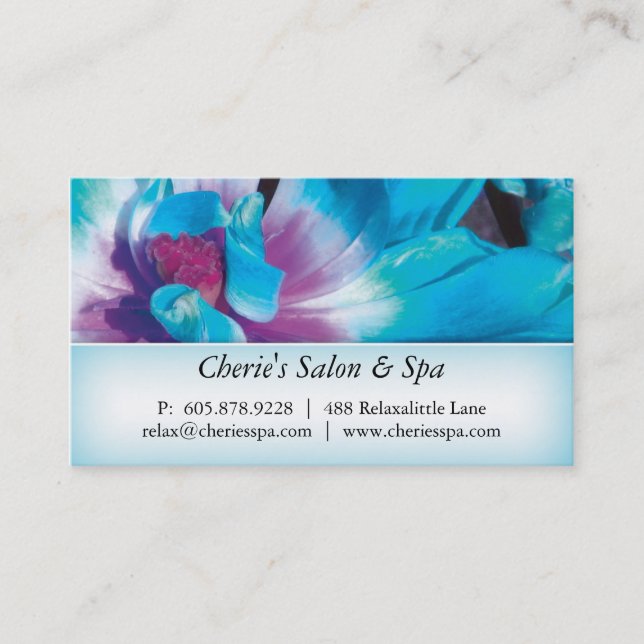 Spa - Salon Blue Flower 1 Business Card (Front)