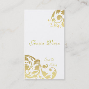 Spa & Salon Business Card Monogram White & Gold