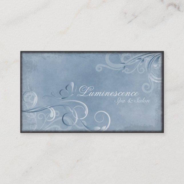 Spa Salon Business Card Vintage Swirls Butterfly (Front)