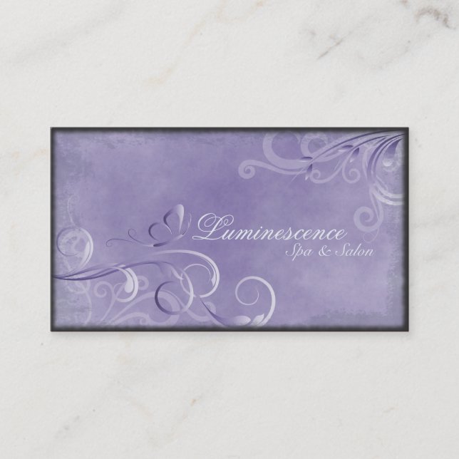 Spa Salon Business Card Vintage Swirls Butterfly (Front)