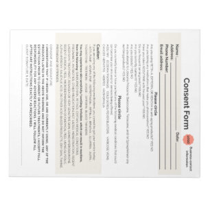 Spa salon consent form notepad