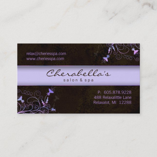Spa - Salon Flower Elegant Purple Business Card (Front)