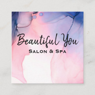 *~* Spa Salon Lashes Hair Nails Massage Watercolor Square Business Card