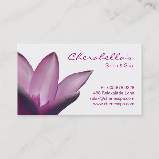 Spa - Salon Massage Therapy Business Card Violet (Front)