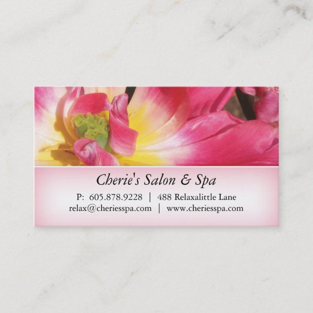 Spa - Salon Pink Flower 1 Business Card (Front)