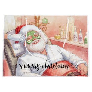 Spa Santa Claus Merry Christmas  Large Gift Bag