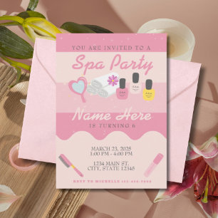 Spa Self Care Pink Birthday Party Invitation