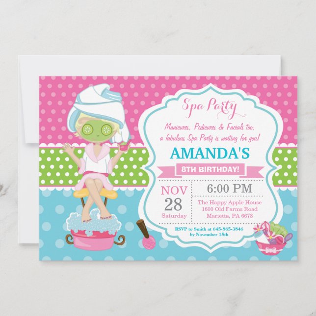Spa Sleepover Birthday Party Invitation (Front)