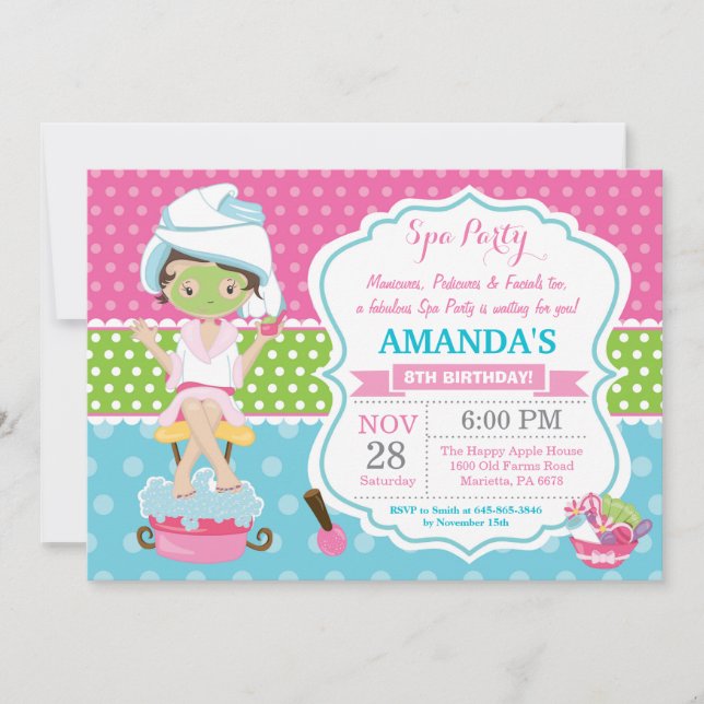 Spa Sleepover Birthday Party Invitation (Front)