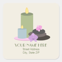 Spa Stones, Candles, Orchids Address Label Sticker