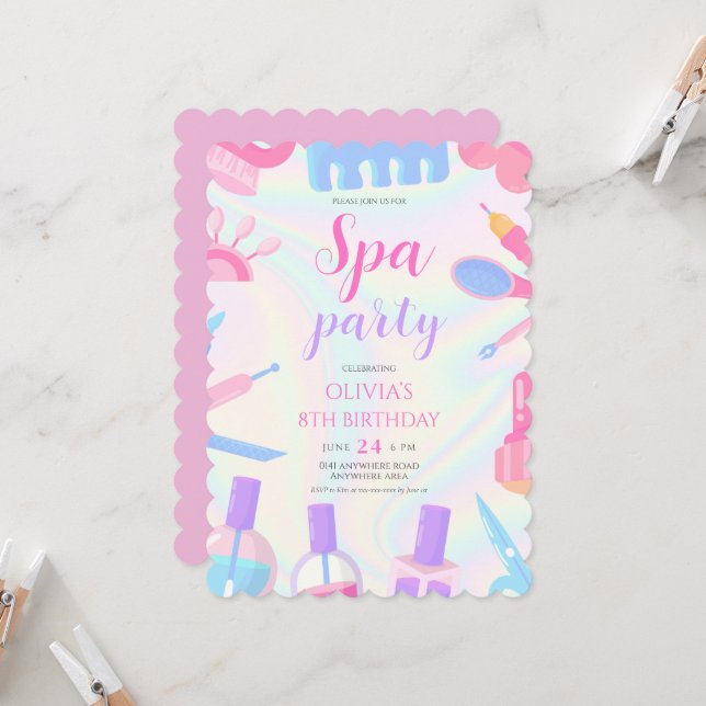 Spa theme girl birthday invitation (Front/Back In Situ)