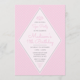 Spa themed birthday party invitation