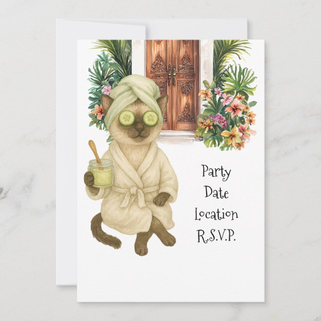 Spa themed for Siamese Cat Lovers Invitation (Front)
