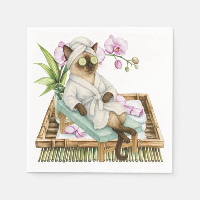 Spa themed for Siamese Cat Lovers Napkin (Front)