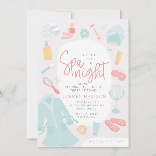 Spa things bridal shower invitation (Front)