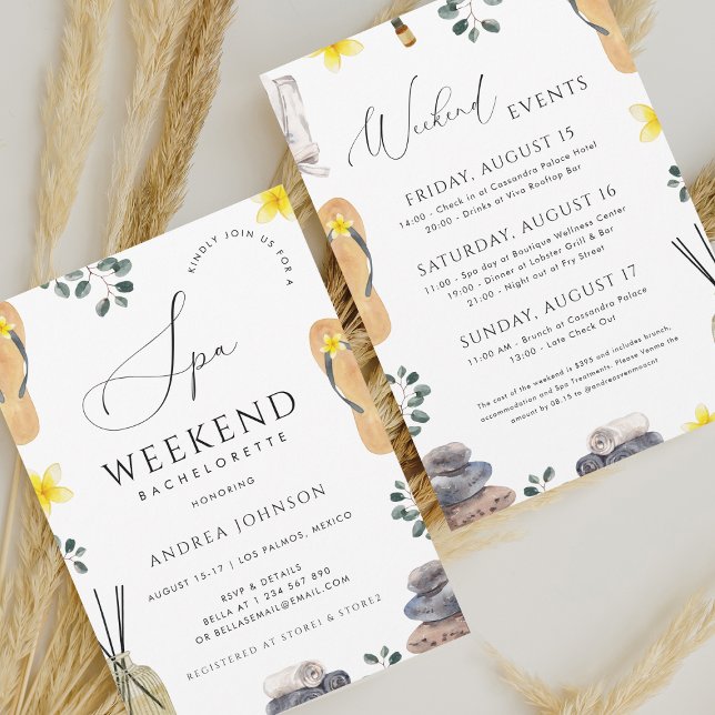 Spa Weekend Bachelorette Girl's Day Wellness Invitation (Creator Uploaded)