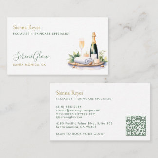 Spa Wellness Salon Yoga Massage Elegant Green Gold Business Card