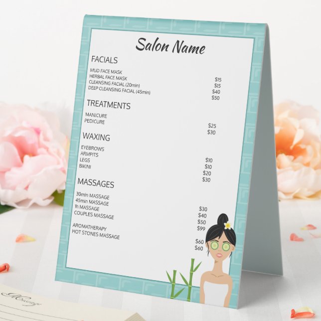 Spa Woman Illustration - Custom Spa Business Menu (In SItu (Wedding))