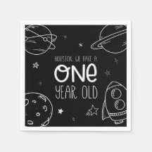 Space 1st Birthday - Houston One Year Old - Napkin