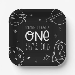 Space 1st Birthday - Houston One Year Old - Plates