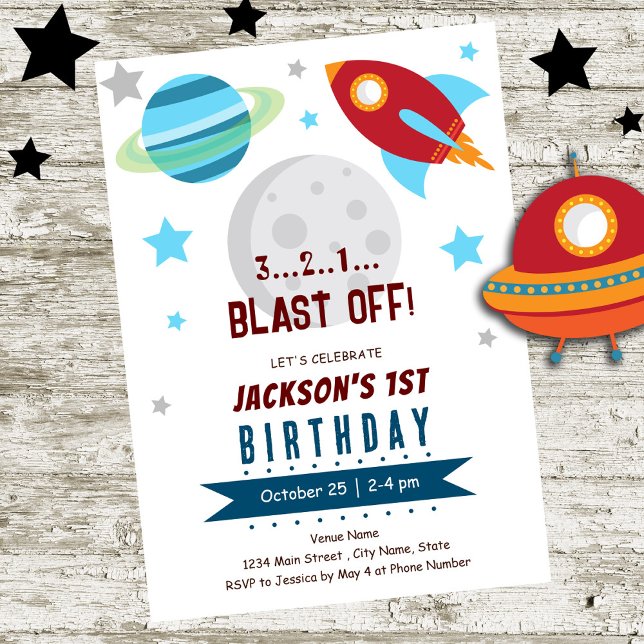 Space 1st Birthday  Invitation (Creator Uploaded)