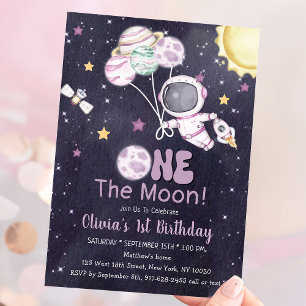 Space 1st Birthday Party First Trip Around The Sun Invitation