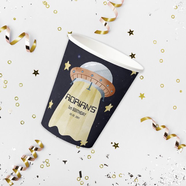 Space 1st Birthday Party First Trip Around The Sun Paper Cups (Space Birthday Paper Cups)