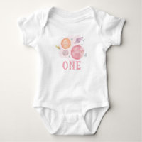 Space 1st Birthday Planets Galaxy One Shirt Girl