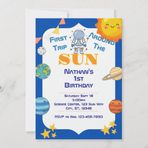 Space 1st Trip Around the Sun birthday Invitation