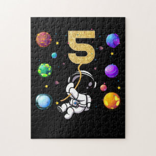 Space 5 Years Old 5th Birthday Planets Astronaut Jigsaw Puzzle