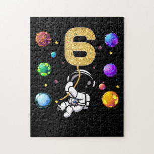 Space 6 Years Old 6th Birthday Planets Astronaut Jigsaw Puzzle