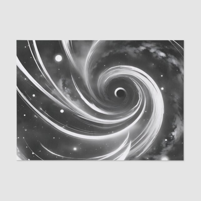 Space Abstract Black and White Tissue Paper (Front)