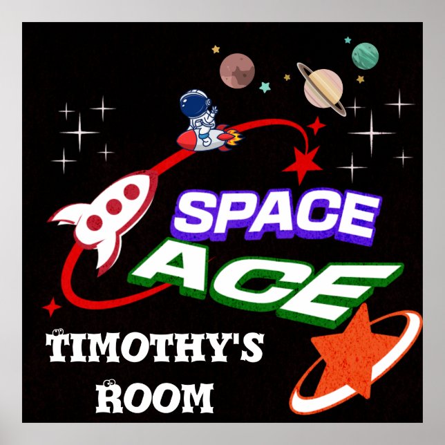 Space Ace Kid's Room Editable Poster (Front)