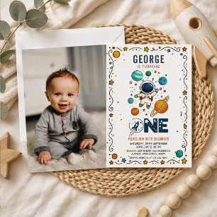Space Adventure 1st birthday Outer Space Invitation