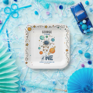 Space Adventure 1st Birthday Outer Space Party Paper Plate