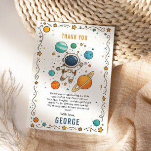 Space Adventure 1st Birthday Outer Space Thank You Card