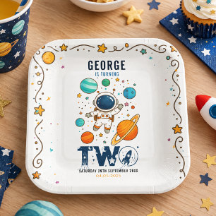 Space Adventure 2nd Birthday Outer Space Party Paper Plate
