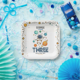 Space Adventure 3rd Birthday Outer Space for Kid Paper Plate