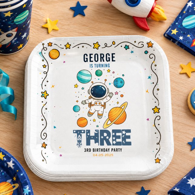 Space Adventure 3rd Birthday | Outer Space for Kid Paper Plate (Space Adventure 3rd Birthday | Outer Space for Kid Paper Plates)