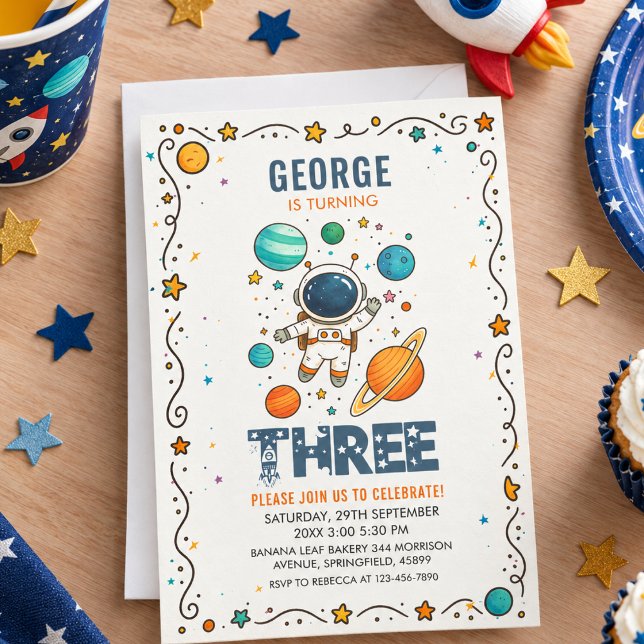 Space Adventure 3rd Birthday | Outer Space Party Invitation (Space Adventure 3rd Birthday | Outer Space Party Invitation)