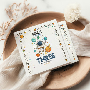 Space Adventure 3rd Birthday Outer Space Party Napkin