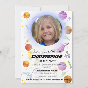 Space adventure Birthday invitation