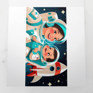 Space Adventure Birthday Invitation - Flat Card