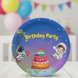 Space Adventure Birthday  Paper Plate