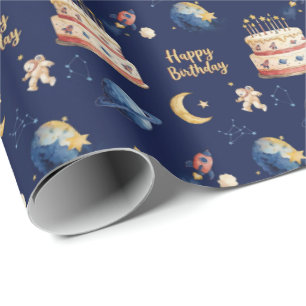 Space Adventure Birthday Wrapping Paper